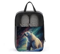 Travel Shoes Carrier, Northern Lights Polar Bear Print Portable Shoe Pouch Portable Shoe Bag Multi-purpose Shoe Bag Space-saving Shoe Bag, style, One Size, Modern