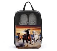 Travel Shoes Carrier, Running Horses Print Portable Shoe Pouch Practical Shoe Bagmulti-purpose Shoe Bag Anti-dust Shoe Bag, style, One Size, Modern