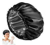 Travel Shower Cap, Expandable Travel Cap, Hair Care Night Cap, Waterproof Hair Cap, Adjustable Travel Cap, Double Layer Shower Cap, Black Camping Cap, Expandable Waterproof Cap