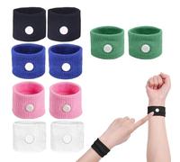 Travel Sickness Bands 5 Pairs Car Motion Anti Sickness Wristbands, Anti-Nausea Wristbands for Morning Car Travel Sea Sickness, One Pairs Each of White, Blue, Pink, Black, Green