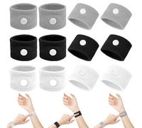 Travel Sickness Bands, 6 Pairs Acupressure Bands for Nausea Anxiety Morning Sickness Motion Sickness Seasickness, Anti Sickness Wristbands for Adults Kids (Black, White, Grey)