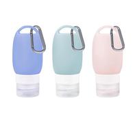 Travel Silicone Bottles, 3pcs 40ml Leak Proof Squeezable Travel Containers with D-ring, Refillable Silicone Bottles for Toiletries Shampoo Lotion Soap (3 Colors).
