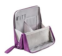 Travel Size Cosmetic Bag - Portable Cosmetic Organiser with Large Capacity and Vertical Orientation - Travel Cases for Shampoo, Foundation, Conditioner, Sunscreen, Hairspray and, purple, see