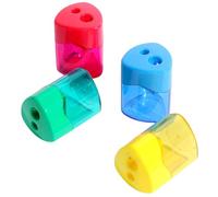 Travel Size Pencil Sharpeners 4 Pack Double Hole Sharpening Systems Sturdy Construction Art Stationery Tool Clear Shavings Container Sharpener