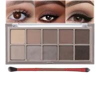 Travel-Sized Eyeshadow Palette - 10 Smooth Matte Colors for Natural & Ultimate Eye Makeup - High Pigmented, Long-Lasting, and Blendable Shadows