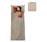 Travel Sleeping Bag Liner Portable Camping Bed Sheet Adult Kids Cotton Double Travel Sleep Bag with Pillow Pockets Lightweight Prevent Dirty for Hostels,Trains (Single Khaki (115x210cm))