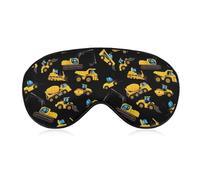 Travel Sleeping Mask, Cool Black Yellow Buldozer Excavator Construct Machines Blackout Eye Cover, Light Blocking Eye Mask Sleep Accessories