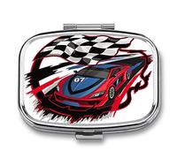 Travel Small Pill Box Cartoon Red and Blue Racing Car Portable Pill Storage Box, Pocket Box Dispenser, Vitamin Compartment Container Pill Box