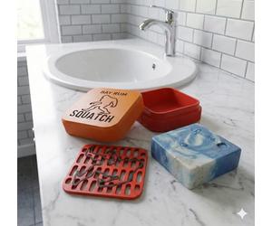 Travel Soap Case for Dr. Squatch Bars - Rugged Soap Box with Drip Tray & Drainage Insert, Men's Grooming Gift for Gym and Travel, 3D Printed (Bay rum)