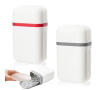 Travel Soap Case, Leakproof Bar Soap Holder with Lid, Portable Transparent Grey Soap Box with Quick Drainage Tray, Durable Soap Container for Bathroom Gym Camping Hiking (2PCS White)