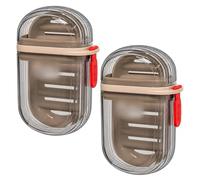 Travel Soap Case, Portable Soap Box with Compact Design, Ideal for Travel and Home Use, Transparent Black and Light Beige Set of Two