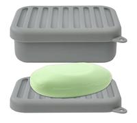 Travel Soap Dish, Soap Dish with Lid, Soaps Dishes for Bathroom, Shower, Kitchen, Camping, Leakproof Travel Soaps Dishs with Lid, Lightweight and Portable Design (Gray)