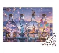 Travel Souvenir Bottles 1000 Pieces Puzzle ForAdults Kids Beautiful View Landmark Bottle Art Decoration Puzzle Decompression Jigsaw for Men And Women Challenging Puzzles Jigsaw 38x26cm/1000pcs