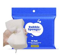 Travel Sponge with Soap, 10-Ct. Disposable Bath Sponges for Shower Women, EcoFriendly Mini Travel Essentials for Women, Soap Infused Sponges for Women, Body Wash Infused Sponge - Bubble Sponge