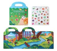Travel Sticker Books for Kids, Vehicles Sticker Book - Restickable Quiet Books Waterproof - Foldable Learning Aid for Early Education Age 3+ with Handle Preschoolers Kids