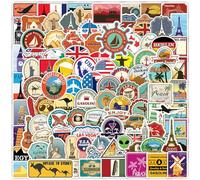 Travel Stickers 100 PCS, Travel Map City Stickers, Vinyl Waterproof City Landmarks Stickers, World Tourism Landmarks Stickers for Skateboard, Luggage, Scrapbook, Adults, Teens