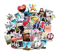 Travel Stickers Paris France Eiffel Tower Stickers Vintage Scrapbooking for Laptop Mobile Water Bottles Guitar Bike Car Auto Scooter