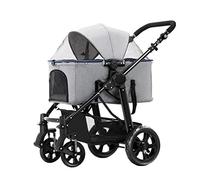 Travel Stroller Pet Strollers for Medium Small Dogs Upgraded Dog Pram Stroller Zipperless Entry Cat Stroller Detachable Carrier (Brown) (Grey)