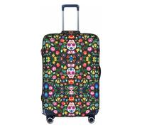 Travel Sugar Horror Skull And Flowers Luggage Cover Suitcase Protector 18-32 Inch Luggage Vacation Accessory Essentials, White, X-Large, White, X-Large