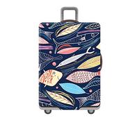 Travel Suitcase Cover Elastic Baggage Protectors, Treer Stretch Print Polyester Fabric Waterproof Dustproof Trolley Luggage Case Cover with Zipper Closure (Flying Fish,XL(29-32in))