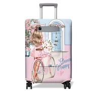 Travel Suitcase Cover Fits 18-32 Inch Suitcases Flower Girls Travel Patterned Suitcase Protector Wheel Covers with Pocket Elastic funda de maleta Anti-scratch Suitcase Cover S/M/L/XL, Pink-2, L(25