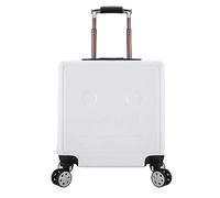 Travel Suitcase Luggage 18Inch Luggage Adjustable Trolley for Business Trip Boarding Combination Lock with Wheels(White)