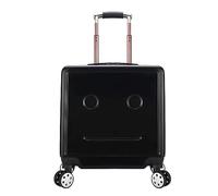 Travel Suitcase Luggage 18Inch Luggage Adjustable Trolley for Business Trip Boarding Combination Lock with Wheels(Black)