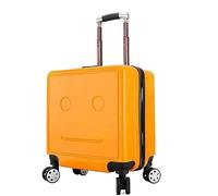 Travel Suitcase Luggage 18Inch Luggage Adjustable Trolley for Business Trip Boarding Combination Lock with Wheels(Yellow)
