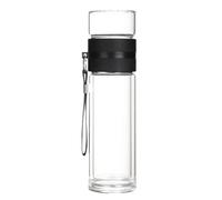 Travel Tea Infuser Bottle - Glass Infuser Mug With Carrying Rope, Leakproof Tea Cup With Fruit Filter | Portable Glass Bottle For Loose Leaf Tea Brewing And Infused Fruit Water, Reusable Travel Hydrat