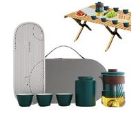 Travel Tea Set, Kung Fu Tea Set,Chinese Glass Tea Set - Portable 3 Cup Tea Supplies, Tea Strainer Set, Tea Tray, Picnic Bag