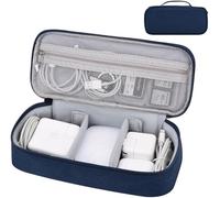 Travel Tech Pouch, Multi Functional Digital Accessories Organizer Charger Storage Bag, Electronics Accessories Travel Organizer Case for Cable Charger Earphone Power Bank (Navy Blue)