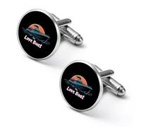 Travel The Love Boat 2 Pcs Men's Cuff Links Alloy Shirt Cufflinks Set Silver Business Wedding Gifts 2.0cm