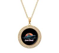 Travel The Love Boat Fashion Women's Diamond Necklace Shiny Round Pendant Jewelry Romantic Gifts