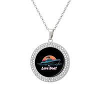 Travel The Love Boat Fashion Women's Diamond Necklace Shiny Round Pendant Jewelry Romantic Gifts