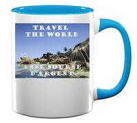 Travel The World ANSE Source d’Argent Ceramic Tea Coffee Mug Light Blue