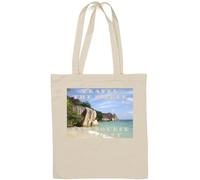 Travel The World ANSE Source d’Argent Cliffs Natural Cotton Tote Bag White