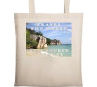 Travel The World ANSE Source d’Argent Cliffs Natural Ecological Cotton Tote Bag Beige