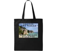 Travel The World ANSE Source d’Argent Cliffs Natural Ecological Cotton Tote Bag Black