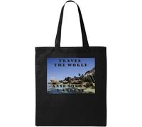 Travel The World ANSE Source d’Argent Natural Ecological Cotton Tote Bag Black
