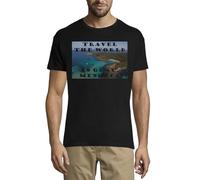 Travel The World ES Grau, Menorca Crew Neck Cotton Men's T-Shirt Black X-Large