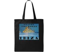 Travel The World Ibiza Natural Ecological Cotton Tote Bag Black