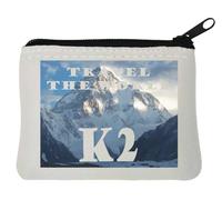 Travel The World K2 Mountain Neoprene Coin Purse Pouch 10x11cm White