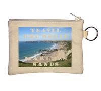 Travel The World Marloes Sands, Pembrokeshire Key Chain Coin Purse Beige