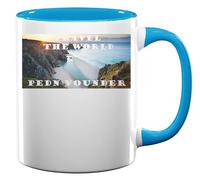 Travel The World Pedn Vounder, Cornwall Ceramic Tea Coffee Mug Light Blue
