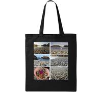 Travel The World Sea Glass Beach California Natural Ecological Cotton Tote Bag Black
