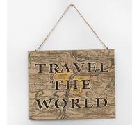 Travel The World Wood Pallet Wall Plaque Sign Local City Map Picture Wood Sign Plaque 10x12 Inch Abstract World Map Wall Art Decoration Rustic Wooden Signs for Room Pantry