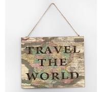 Travel The World Wood Pallet Wall Plaque Sign Local City Map Picture Wooden Plaque Sign 10x12 Inch Antique World Map Pictures Wall Decorative Rustic Wooden Signs for Offices Front Porch