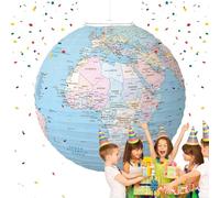 Travel Theme Lanterns - World Map Paper Lantern | Earth Day Globe Lantern For Home Decor, Geographic Map Kids Learning Light, Educational Classroom Decoration, Fun Global Map Paper Pendant For Childr