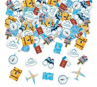 Travel Themed Confetti,100pcs Travel Adventure Party Table Decorations Let the Adventure Begin Bon Voyage Airplane Travel Around the World Theme for Birthday Party Supplies