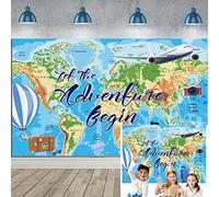 Travel Themed Photography Backdrop Adventure Awaits Birthday Background Let The Adventure Begin World Travel Graduation Baby Shower Party Decorations Supplies (6x4ft(70x40inch))